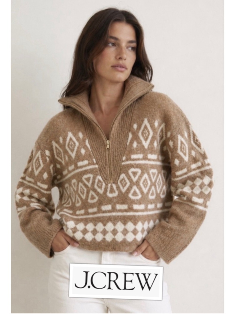 J. Crew Apres Ski Geometric Fair Isle Soft Alpaca Blend Scandi Knit Sweater SM